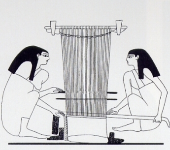 Mujeres egipcias tejiendo