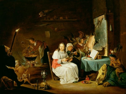 La recepción de una bruja pintada por Teniers